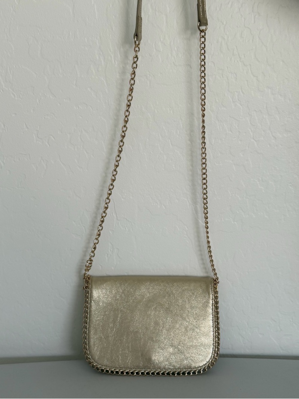 Nordstrom Metallic Gold Chain-Trim Crossbody Bag
